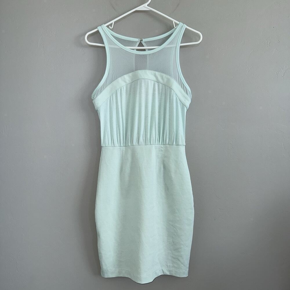 NWT BCBGeneration Women's Mesh Dress, Light Green Mink Size 4 Mini Sleeveless